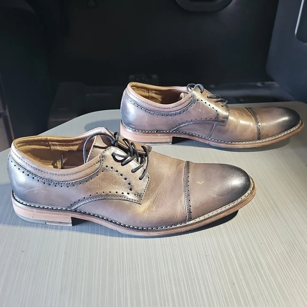 Stacy Adams Mens Balance Manmade Leather Oxford Shoes Size 9.5 Brown & Black EUC